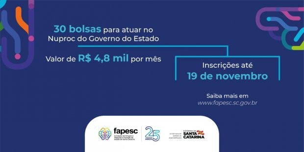 Fapesc e SEA selecionam 30 bolsistas para núcleo de processos do Governo