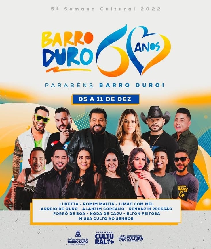 Prefeitura de Barro Duro anuncia programação para o 60º aniversário da cidade