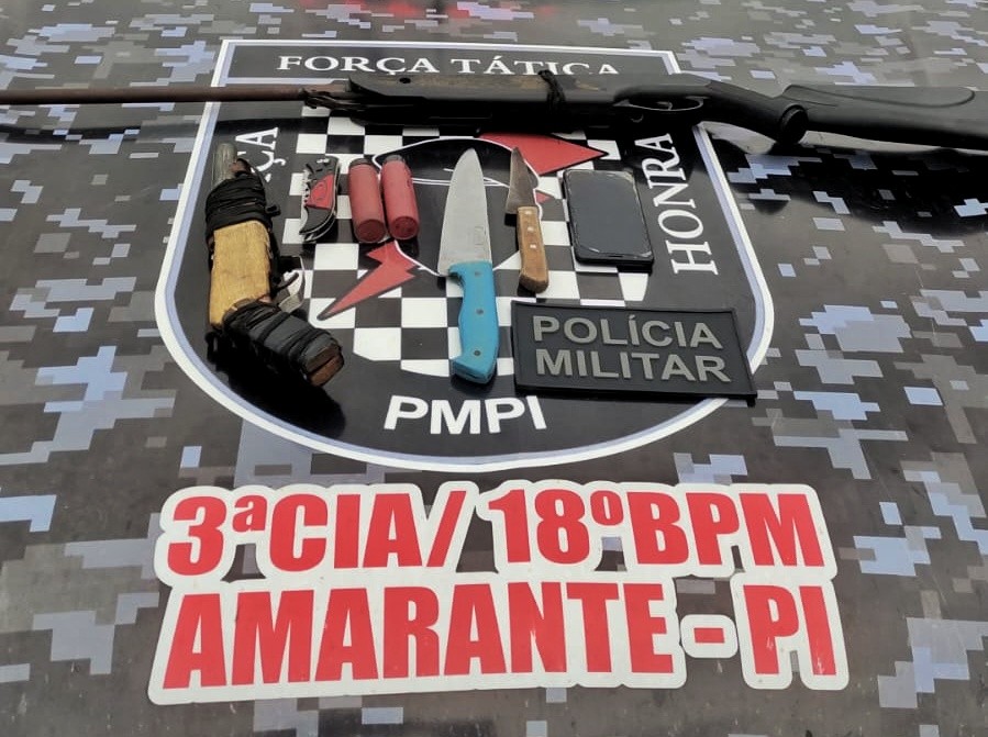 Suspeito de violência e porte ilegal de arma é conduzido para Água Branca pela Polícia Militar de Amarante
