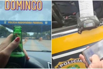 Mulher tem CNH suspensa ao postar foto bebendo e dirigindo em frente à PRF