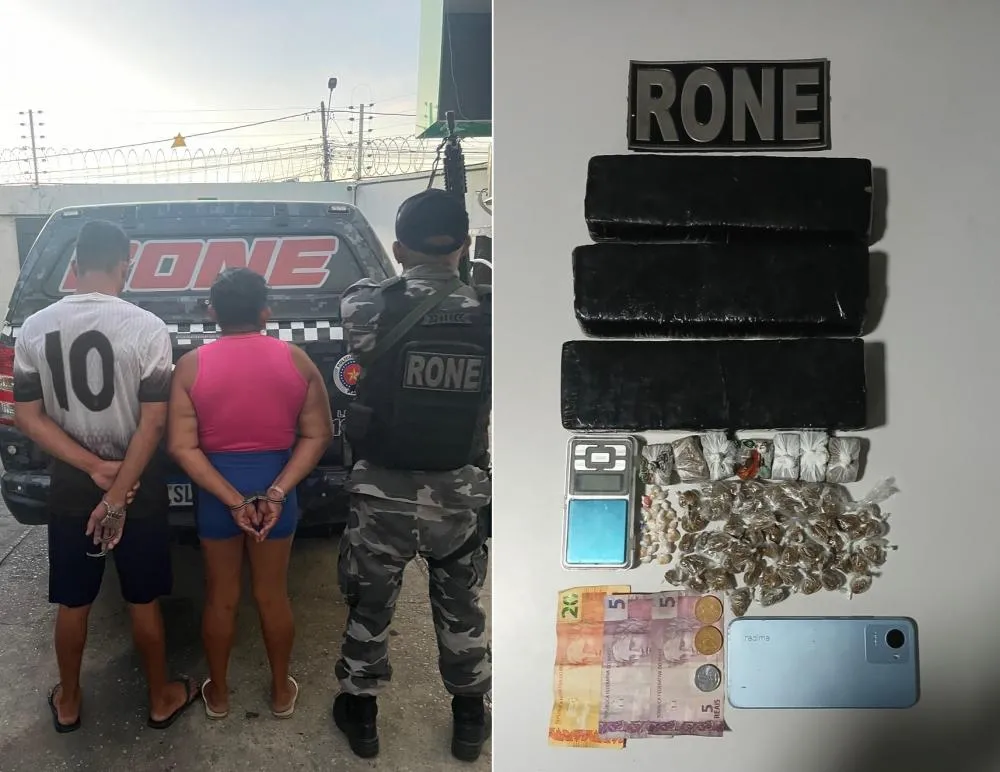 Rone prende dupla suspeita de tráfico e apreende drogas na zona Leste de Teresina