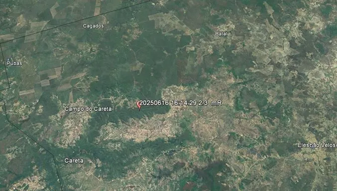 Tremor de terra de 2,3 graus é registrado na região do Vale do Sambito, próximo a Elesbão Veloso