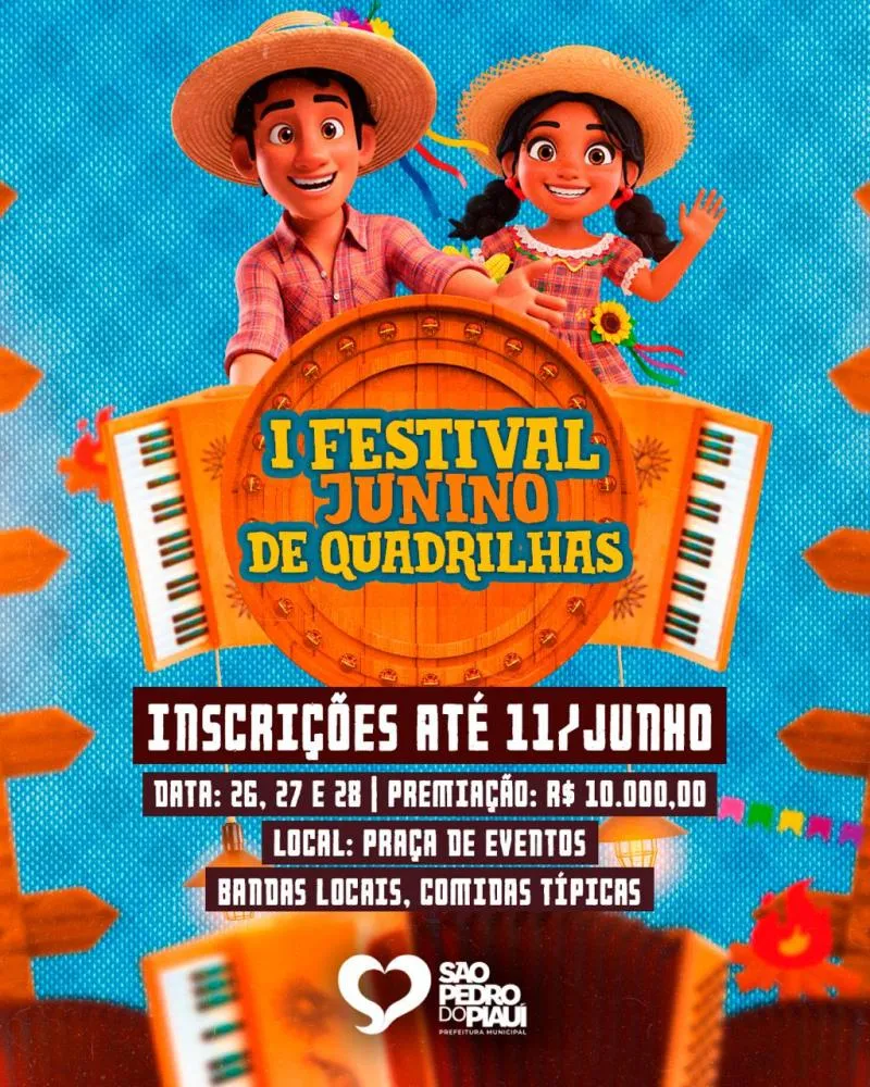 Prefeitura de São Pedro do Piauí realizará ‘I Festival Junino de Quadrilhas’