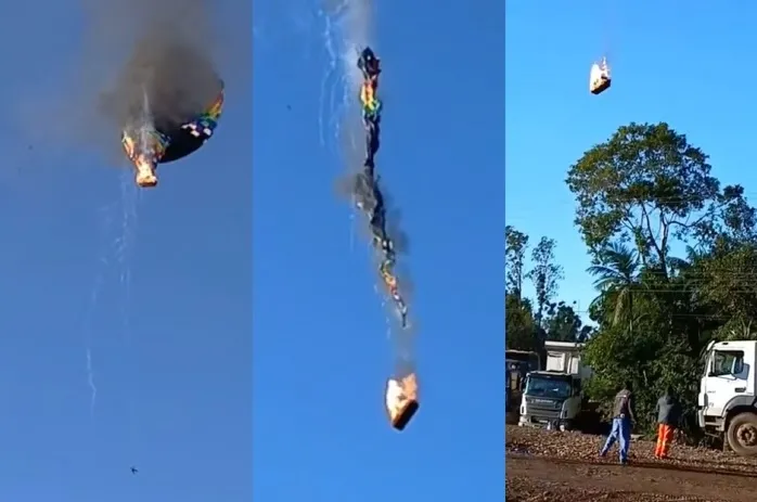 Balão pega fogo e cai em SC; 8 pessoas morrem e 13 sobrevivem