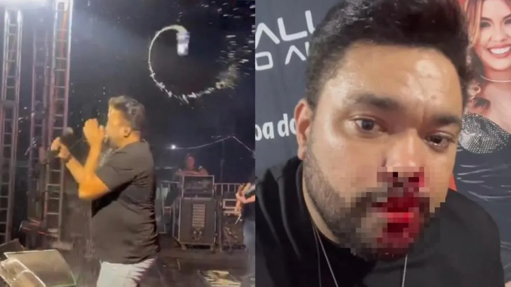 Vocalista da banda Malla 100 Alça é atingido por lata de cerveja durante show