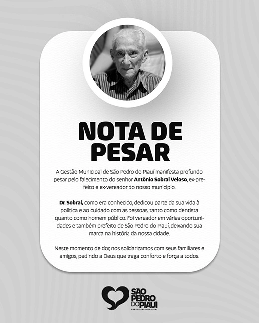 Ex-prefeito de São Pedro do Piauí, Dr. Sobral Veloso, morre aos 86 anos