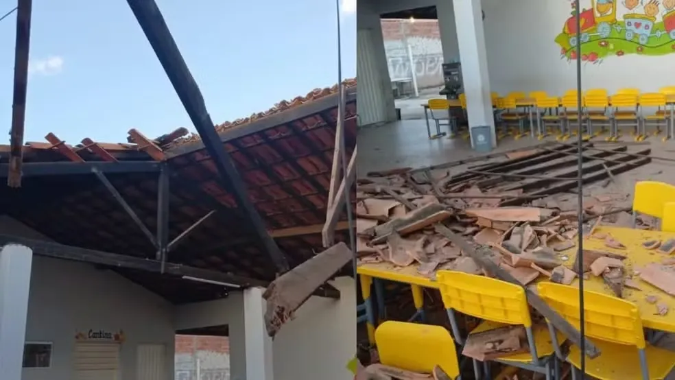 Teto de creche municipal desaba durante feriado no interior do Piauí