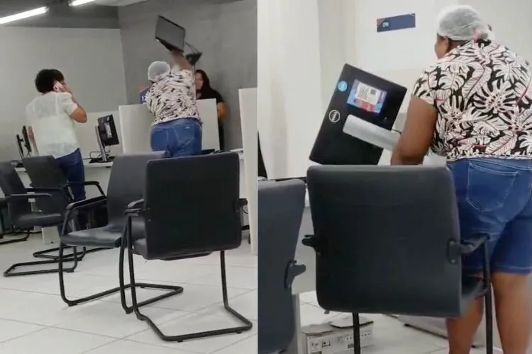 Mulher quebra equipamentos na sede da Equatorial Piauí em protesto contra falta de energia em sua residência