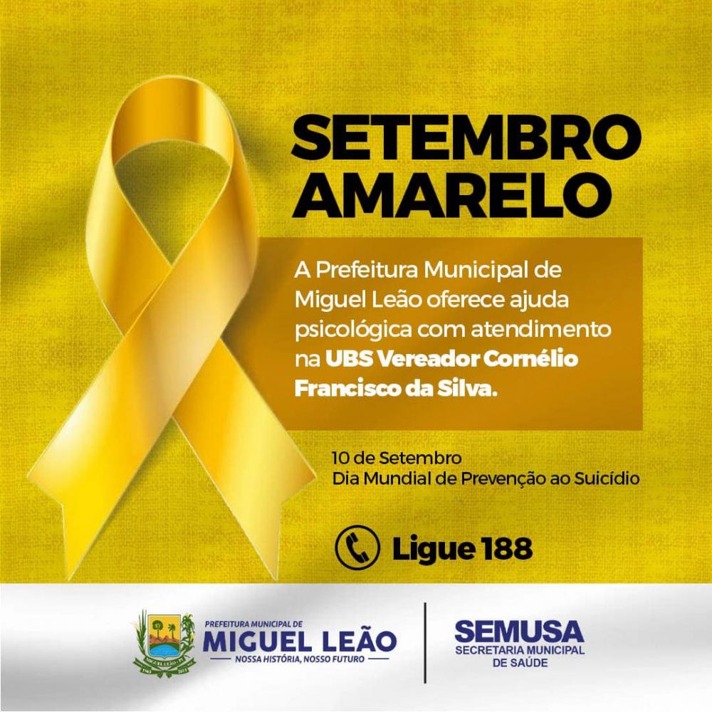 Prefeitura de Miguel Leão apoia a Campanha Setembro Amarelo