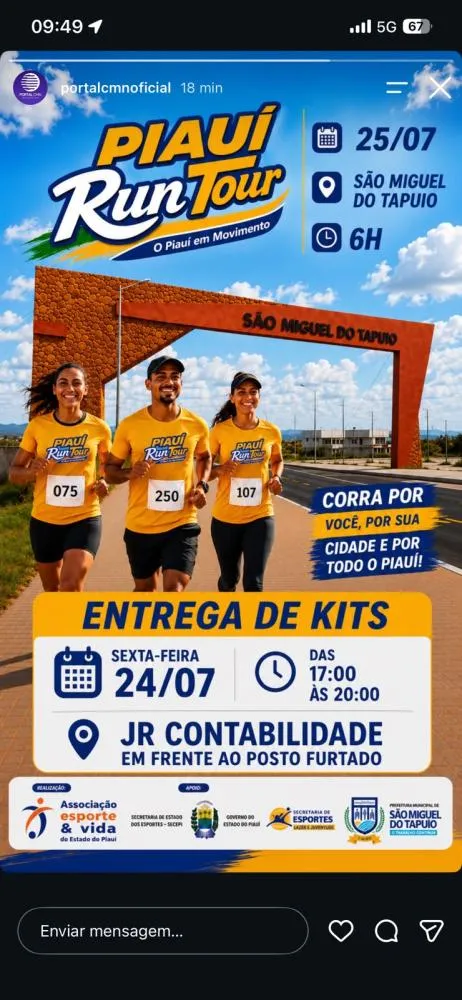São Miguel do Tapuio recebe 4ª etapa do Piauí Run Tour neste sábado